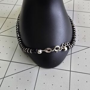 Sterling Silver and Black Beaded Anklet/Bracelet